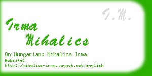 irma mihalics business card